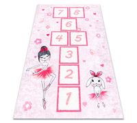 Tapis lavable JUNIOR 51828.802 marelle ballerine pour les enfants antidérapant - rose 120x170 cm