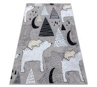 Tapis lavable JUNIOR 51974.802 Ours animaux pour les enfants antidérapant - gris 200x290 cm