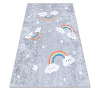 Tapis lavable JUNIOR 52063.801 Arc-en-ciel nuages pour les enfants antidérapant - gris 120x170 cm