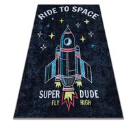 Tapis lavable JUNIOR 52069.801 Fusée spatiale pour les enfants antidérapant - noir 200x290 cm
