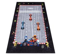 Tapis lavable JUNIOR 52108.801 Course formule 1 pour les enfants antidérapant - gris 200x290 cm