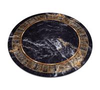 Tapis lavable MIRO 51199.806 cercle Marbre grec antidérapant - noir / or cercle 200 cm