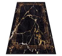 Tapis lavable MIRO 51333.801 Marbre cadre antidérapant - noir / or 140x190 cm