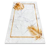 Tapis lavable MIRO 51518.806 Feuilles cadre antidérapant - gris / or 200x290 cm