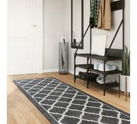 vidaXL Tapis lavable antidérapant noir et blanc 80 x 300 cm