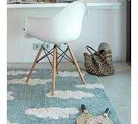 Lorena Canals Clouds Tapis Lavable Vintage en Coton Bleu 120 x 160 x 30 cm