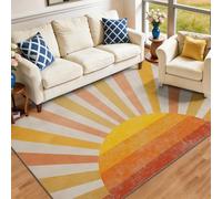 Tapis Lavable pour Salon ou Chambre, Orange Texture Solaire Abstraite et Douce Tapis pour Chambre, Bureau Entrée Salon ou Salle à Manger 80 x 150 cm