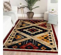 Tapis lavables 180x240cm Rugs d’Espace pour Le Salon Style Ethnique aztèque pour Chambre et Salle à Manger Antidérapant à Poil Bas Motif géométrique Tribal Tapis intérieur