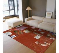 Tapis lavables 60x120 Tapis antidérapant Doux pour Salon Chambre Vintage Ultra Fin résistant Taches pour Salle Manger Bureau intérieur Rouge Studio Nature Morte Espace Peinture Huile