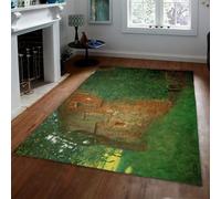 Tapis lavables pour Salon Chambre 180x270 Tapis thème Cottage Ferme Fin antidérapant Surface végétale Vert Naturel pour Salle Manger Chambre Nursery intérieur Doux Poil Bas foncé