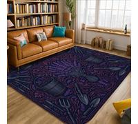 Tapis lavande rustique vintage tonneau outils de jardinage printemps violet à poils courts éponge tapis imprimé rectangulaire pour salon, chambre à coucher, couloir, bureau, décoration 1,5 x 2,1 m