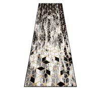 Tapis le tapis de couloir GLOSS moderne 409A 82 cube élégant glamour art deco noir / gris / or 70x250 cm
