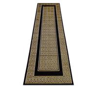 Tapis le tapis de couloir GLOSS moderne 6776 86 élégant cadre grec noir / or 60x300 cm