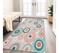 Tapis Long Mode Géométrique Polyvalente Circulaire 80 x 150 cm Antidérapant pour Entrée, Couloir, Cuisine - Doux Lavable Tapis de Passage pour Chambre Adulte Enfant, Descente de Lit, Crème