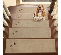 Tapis - Lot de 15 - 22 x 70 cm - Polyester - Antidérapant - Lavable en machine - Beige
