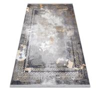 Tapis LUCE 77 moderne Cadre vintage - Structural gris / moutarde 173x270 cm