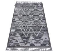 Tapis MAROC P657 Diamants Zigzag Ethnique noir / gris Franges berbère marocain shaggy 140x190 cm