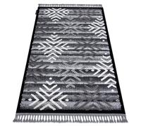 Tapis MAROC P658 Flocons de neige noir / gris Franges berbère marocain shaggy 120x170 cm