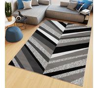 Tapis MAYA Moderne Crème Gris Noir Chambre à coucher 200 x 250 cm