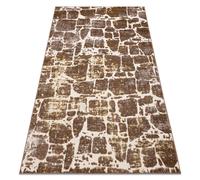Tapis MEFE moderne 6184 Pavage brique - Structural deux niveaux de molleton beige foncé 140x190 cm