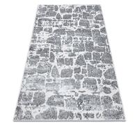 Tapis MEFE moderne 6184 Pavage brique - Structural deux niveaux de molleton gris foncé 200x290 cm