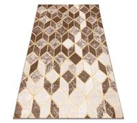 Tapis MEFE moderne B400 Cube géométrique 3D - Structural deux niveaux de molleton beige foncé 120x170 cm