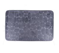 TENDANCE - Tapis Mémoire de Forme Microfibre Galet 50x80 cm - Gris Foncé - Salle de Bain - Tapis