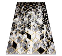 Tapis moderne 3D GLOSS 409A 82 cube élégant glamour art deco noir / or / gris 240x330 cm