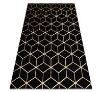 Tapis moderne 3D GLOSS 409C 86 cube élégant glamour art deco noir / or 180x270 cm