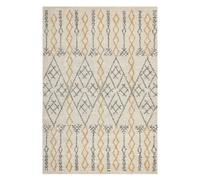 Tapis Moderne à Motif Géométrique Salon 140 x 200 cm en Coton Beige Jaune Kadapa