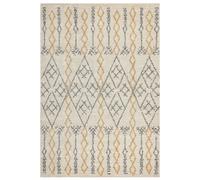 Tapis Moderne à Motif Géométrique Salon 160 x 230 cm en Coton Beige Jaune Kadapa