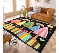 Tapis Moderne à Poils Courts 120x170 cmArbres Jungleiers Abstraits Tapis Doux et Confortable Lavable en Machine Coloré Dessous Antidérapant TPR pour Chambre, Chambre d’Enfants