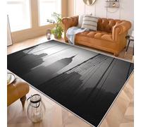 Tapis Moderne à Poils Courts 160x230 cmHorizon Brumeux de New York Tapis Doux et Confortable Lavable en Machine Gris Dessous Antidérapant TPR pour Chambre, Chambre d’Enfants