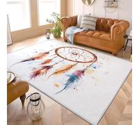 Tapis Moderne à Poils Courts 60x90 cmModèLe D'Attrape RêVes à L'Aquarelle Tapis Doux et Confortable Lavable en Machine Blanc Dessous Antidérapant TPR pour Chambre, Chambre d’Enfants