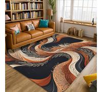 Tapis moderne à poils courts en éponge, motif vagues de style bohème pour salon, chambre à coucher, couloir, bureau, décoration de bureau, 1,5 x 2,1 m