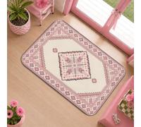 Tapis moderne bohème à motif floral géométrique sans pêche pour dortoir d'université Tapis d'intérieur qui ne perd pas ses poils pour buanderie, salle de bain, entrée, 61 x 0,9 m