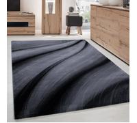 Carpettex Teppich Tapis de salon, à poils courts, 240 x 340 cm, moderne, abstrait, design de vagues, noir, extra doux, moelleux, lavable, pour cuisine, salle à manger, chambre d'enfant, salon