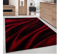Carpettex Tapis Salon, Chambre Rouge 200x300 (200 x 290 cm) - Tapis à Poils Courts, a Poil Ras, Conception de Vagues abstraites Doux et Moelleux - Tapis Cuisine Moquette Salle de Sejour