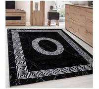 Tapis moderne CARPETTEX - Design en méandre - Noir - 120 x 170 cm - Facile à entretenir