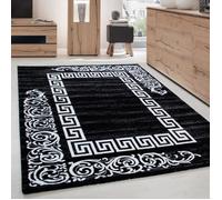 Carpettex Teppich Tapis de salon à poils courts - 140 x 200 cm - Moderne - Noir - Tapis pour chambre à coucher - Très doux et moelleux - Lavable - Pour cuisine, salle à manger, chambre d'enfant, salon