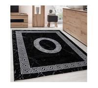 Carpettex Teppich Tapis de salon à poils courts - 160 x 230 cm - Noir - Moderne - Design méandre - Moelleux - Extra doux - Lavable - Pour cuisine, salle à manger, chambre d'enfant, salon