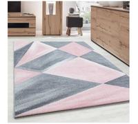 Tapis moderne CARPETTEX - poil court - géométrique - Gris Rose Blanc - 80x150 cm