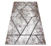 Tapis moderne COZY 8872 Wall géométrique triangles - Structural deux niveaux de molleton marron 80x150 cm