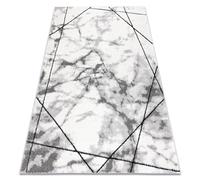 Tapis moderne COZY Lina géométrique marbre - Structural deux niveaux de molleton gris 80x150 cm