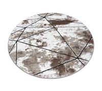 Tapis moderne COZY Polygons Cercle géométrique triangles - Structural deux niveaux de molleton marron cercle 100 cm