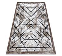 Tapis moderne COZY Tico géométrique - Structural deux niveaux de molleton marron 140x190 cm