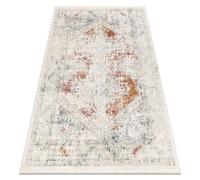 Tapis moderne DISTIN 0100B rose / poudre / blanc - Ornement vintage franges 180x270 cm