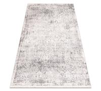 Tapis moderne DISTIN 0200A gris / gris clair / blanc - Losangos cadre vintage franges 200x290 cm