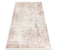 Tapis moderne DISTIN 0828A rose / poudre / blanc - Abstraction vintage franges 200x290 cm