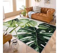 Tapis Moderne Doux à Poils Courts 180x240 cm Motif Monstera Tropical Tapis Antidérapant Lavable en Machine Facile à Nettoyer Vert pour Salon Chambre d'enfants et Chambre